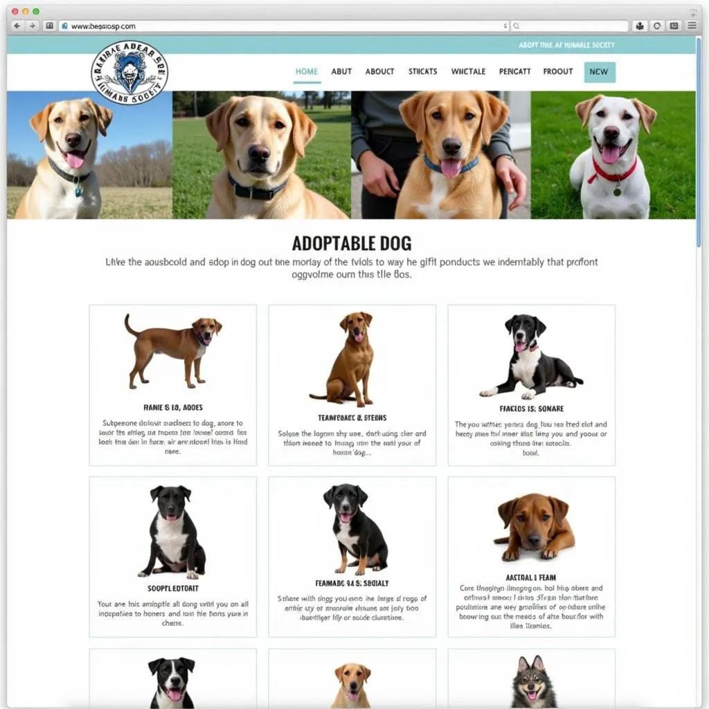 Website listing of available dogs