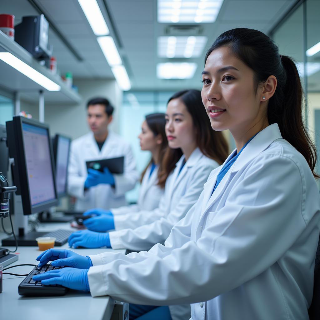 Academic urologists conducting research in a laboratory