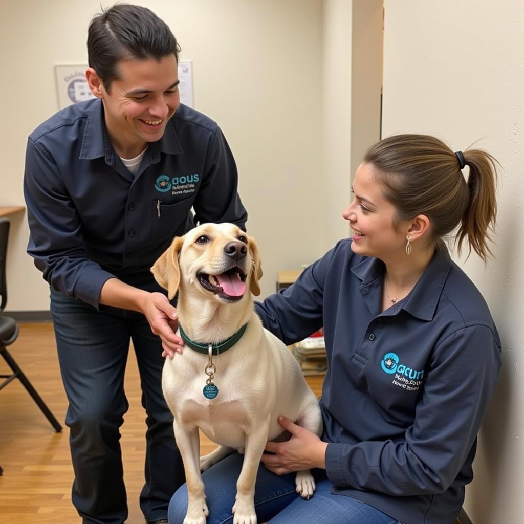 Adoption counselor interacting with a potential adopter at Adams County Humane Society