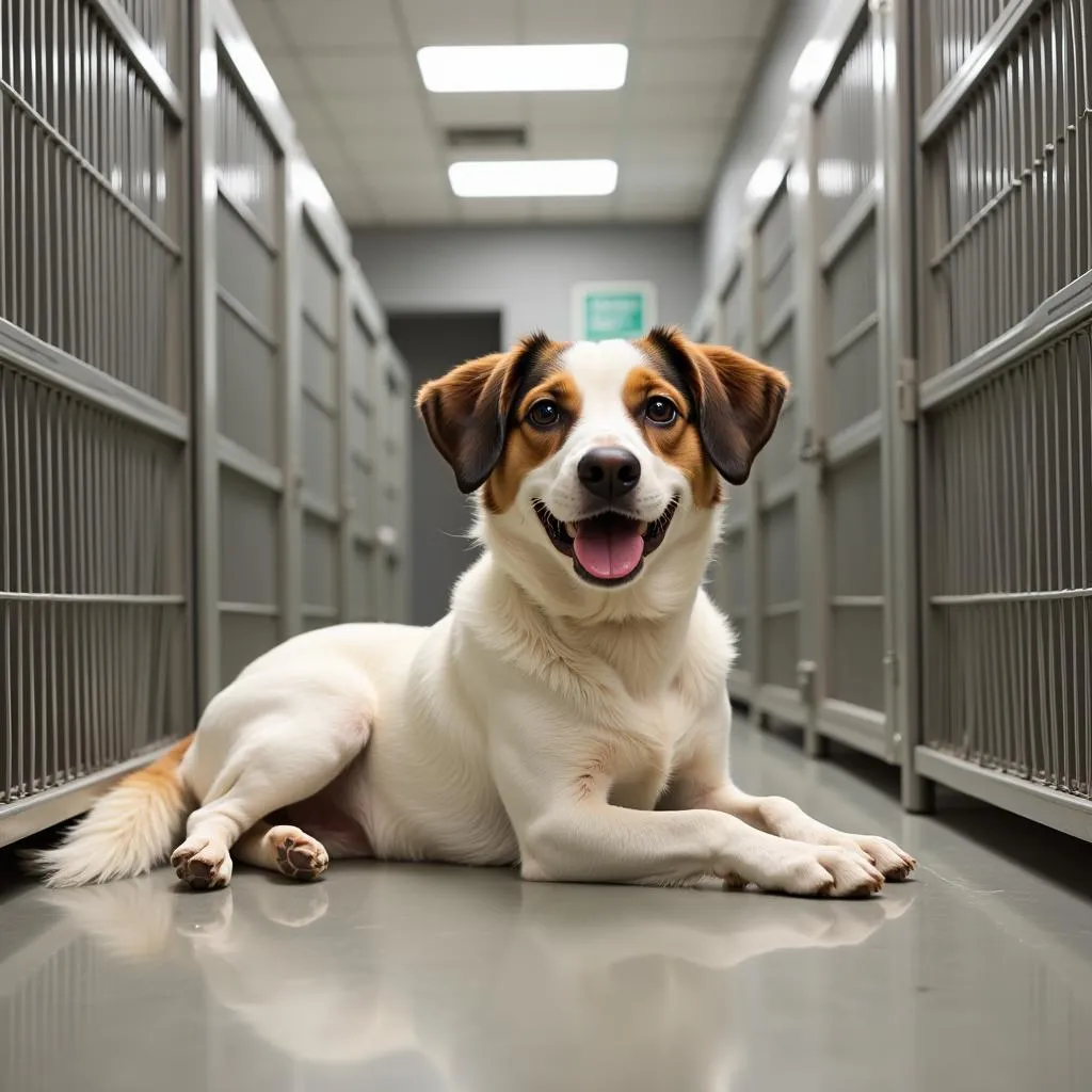 Dog in kennel at Adams County Humane Society