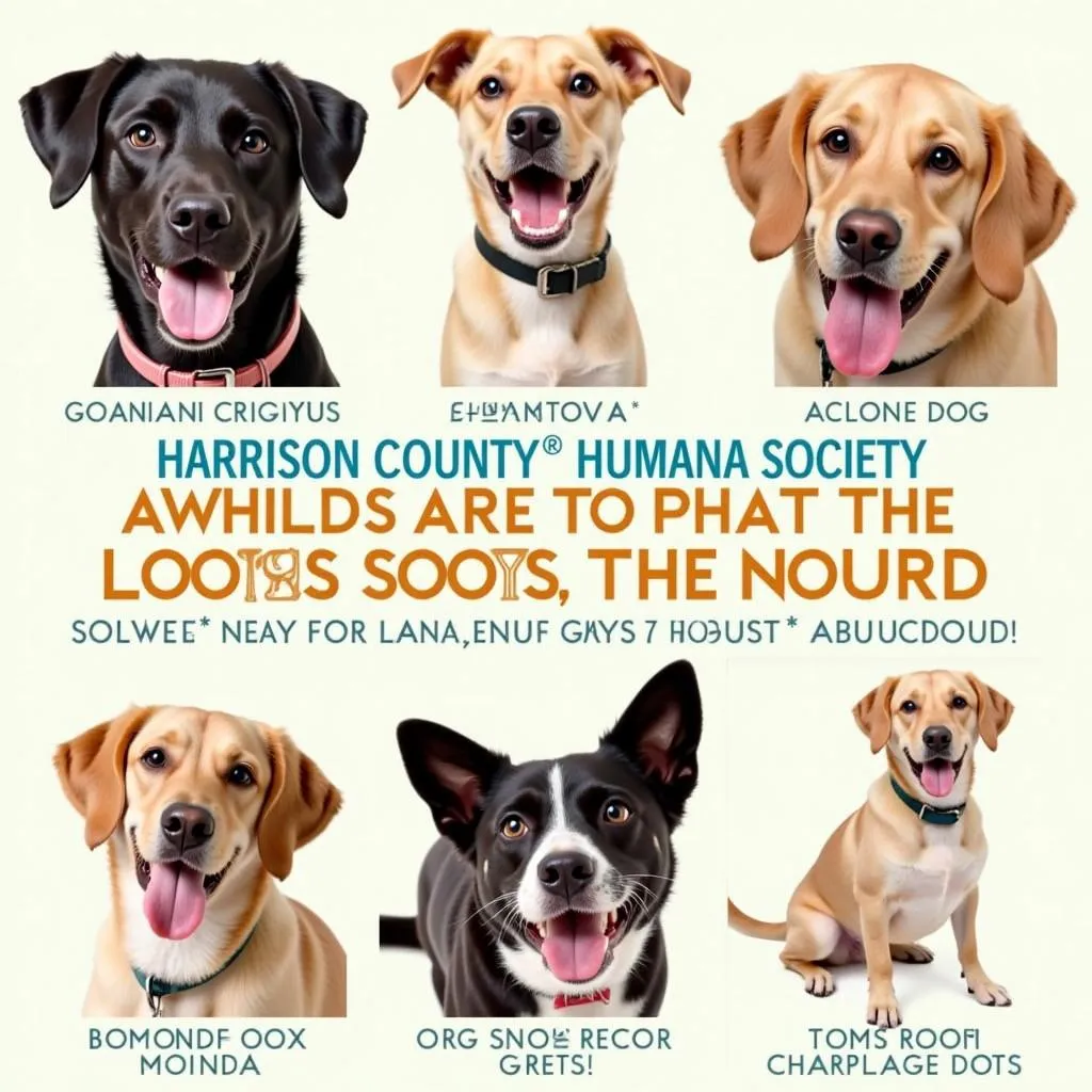 Group of adoptable dogs at the Harrison County Humane Society