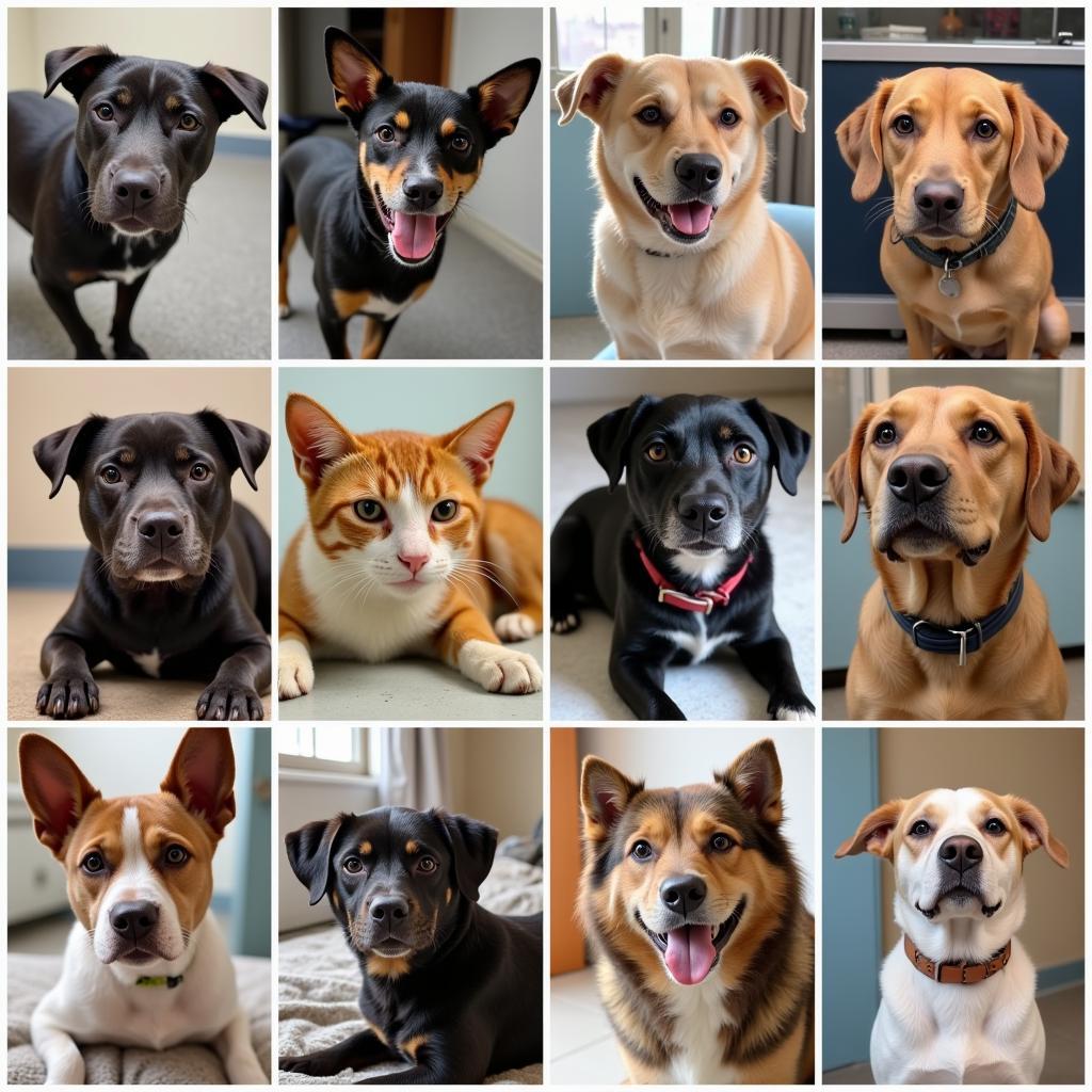 A collage of adoptable pets at the Wayne County Humane Society