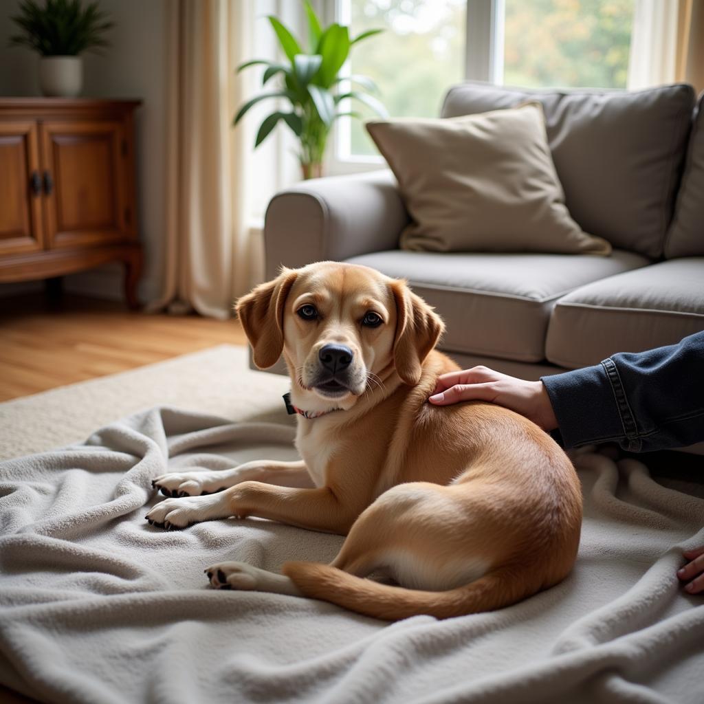 Adopted Dog Settling into New Home