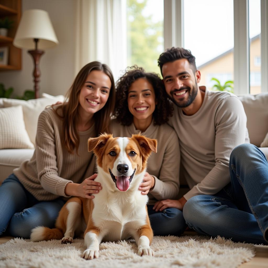 Adopted Dog with Happy Family