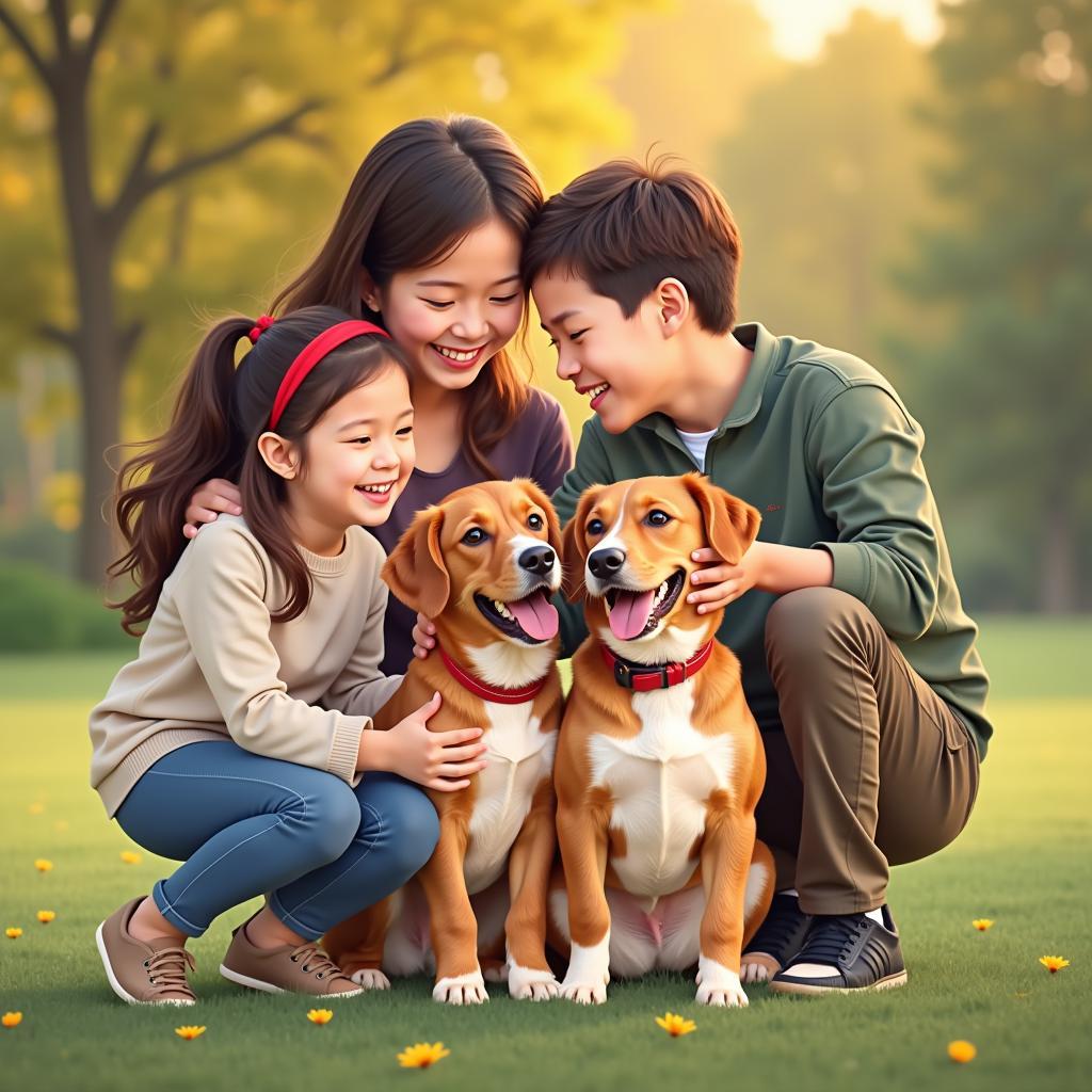 Adopted Dog with Family