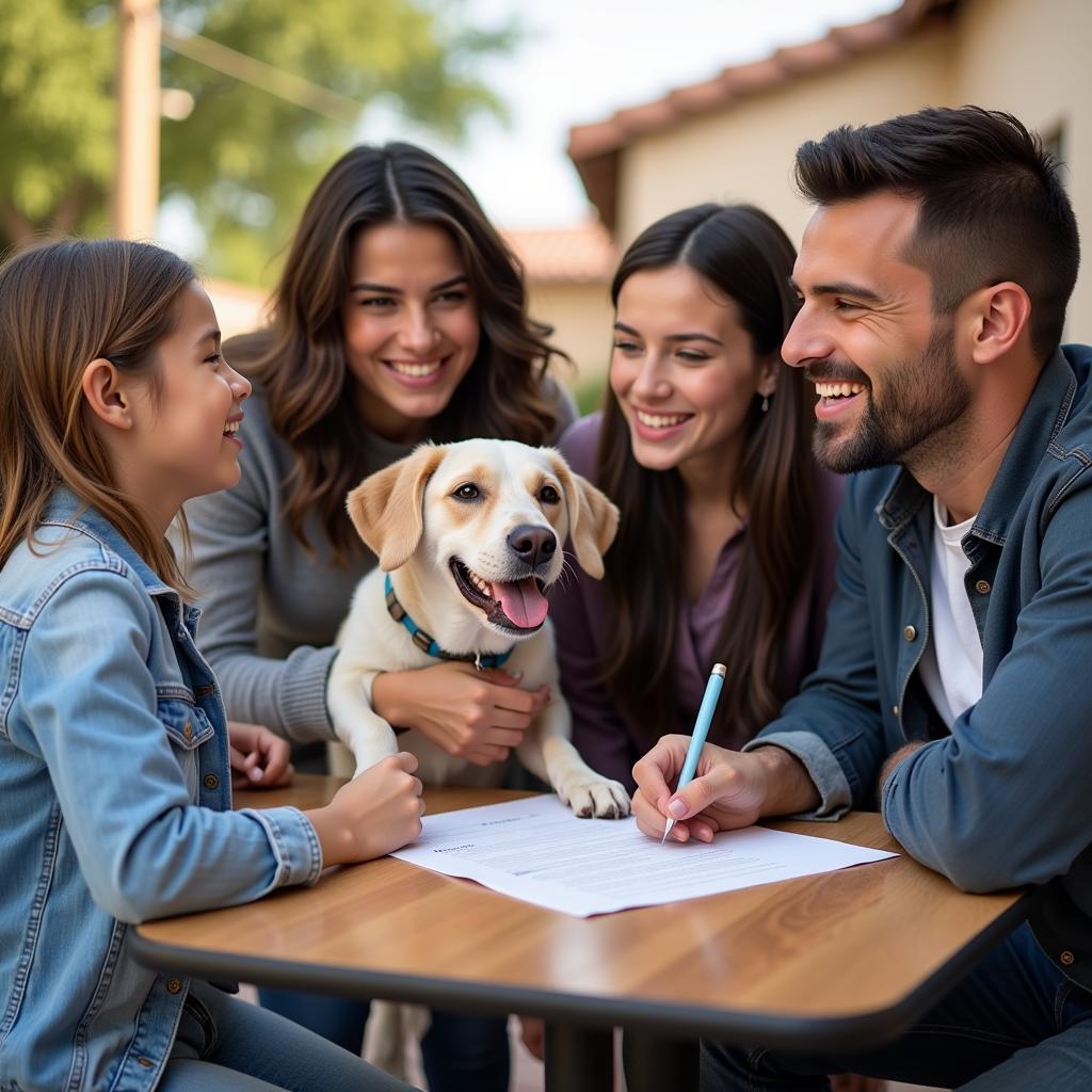 A happy family adopts a dog from the Las Cruces Humane Society