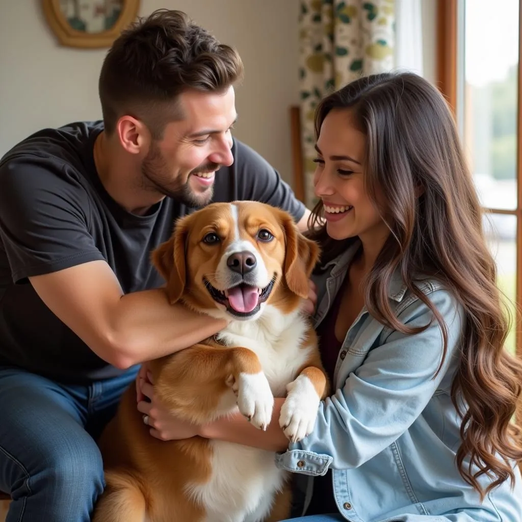 A happy family welcomes their new furry friend into their home after adopting from the Humane Society of Sedro Woolley.