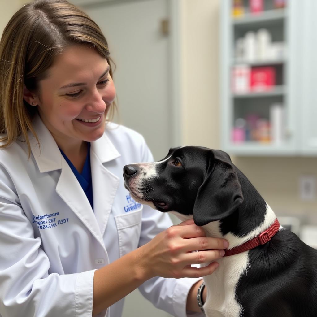 Veterinarian examining a dog at Holiday Humane Society Clinic