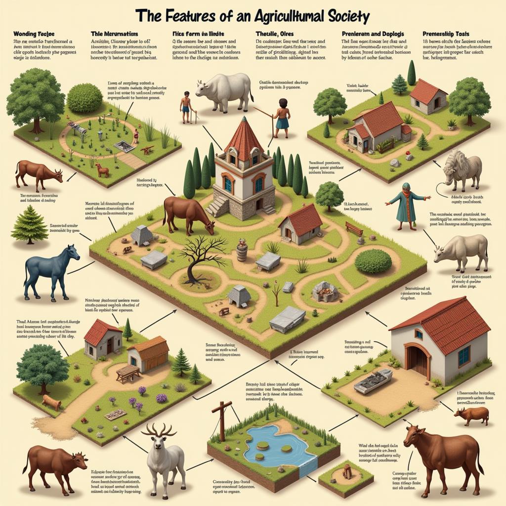 Image depicting key characteristics of an agricultural society