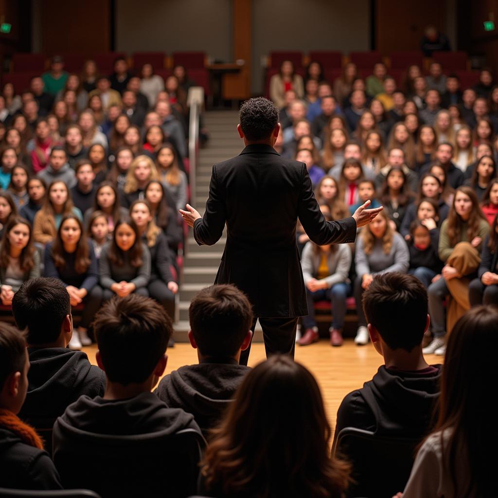 Keynote speaker addressing a captivated audience at the AISES conference