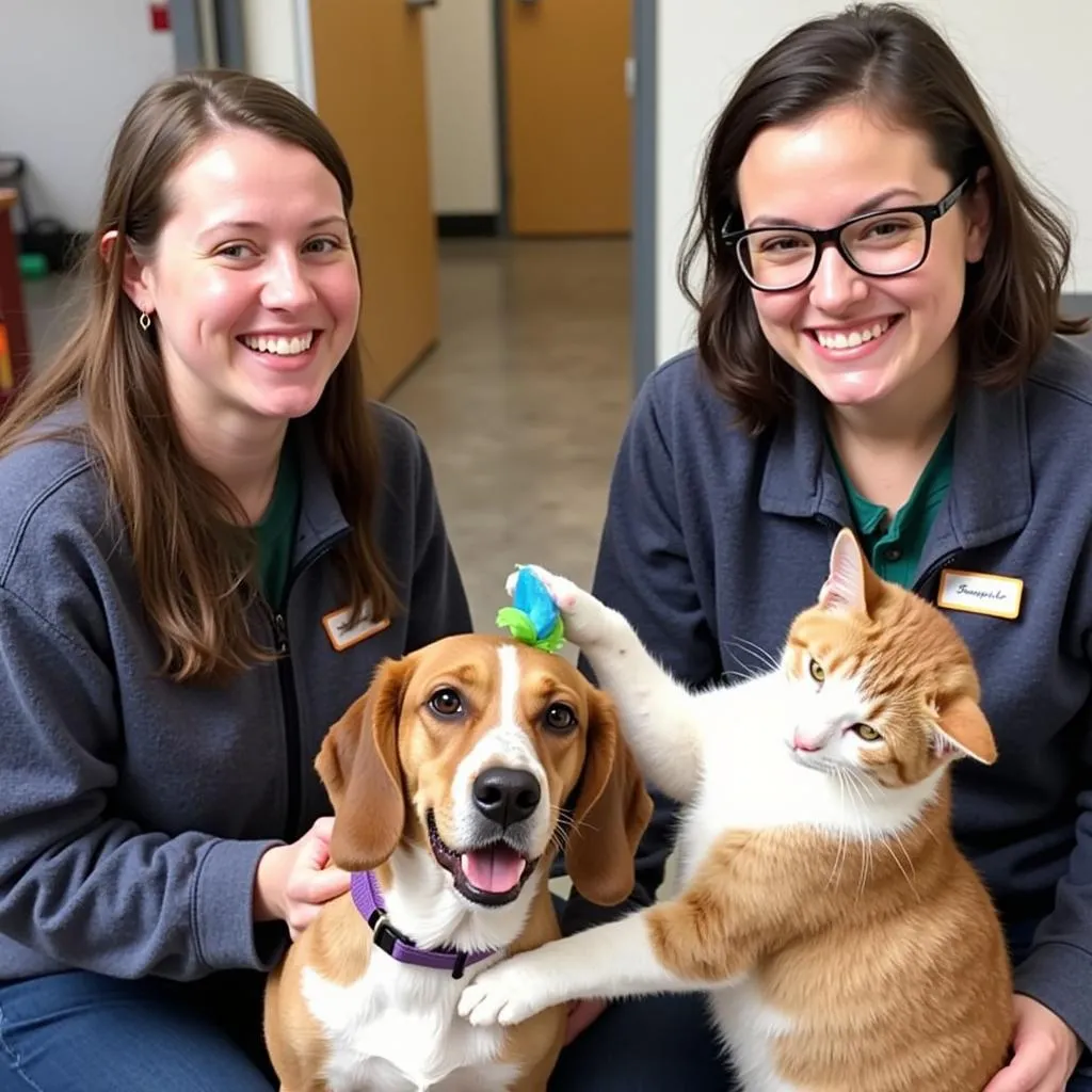 Volunteers Caring for Animals at Akwesasne Animal Society