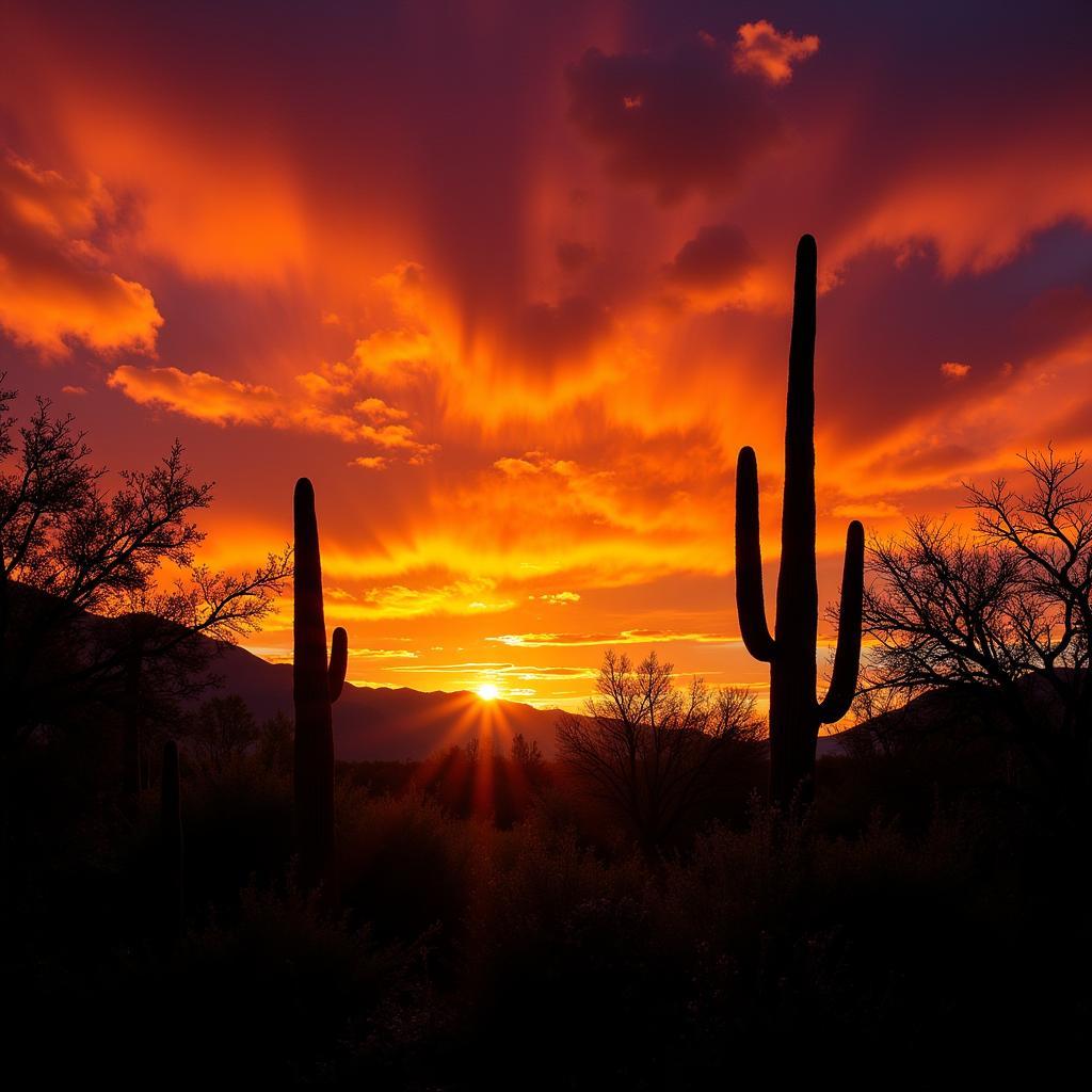 Serene sunset over the Albuquerque BioPark Botanical Garden