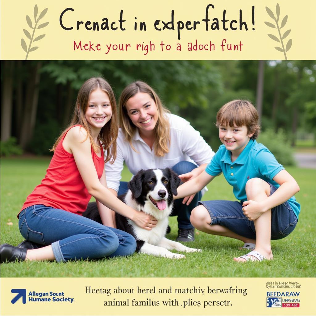 A family meeting a dog at an Allegan Humane Society adoption event.