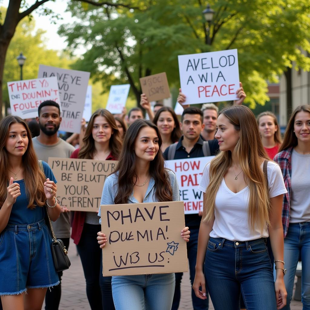 Alpha Chi Society Members at Peace Rally