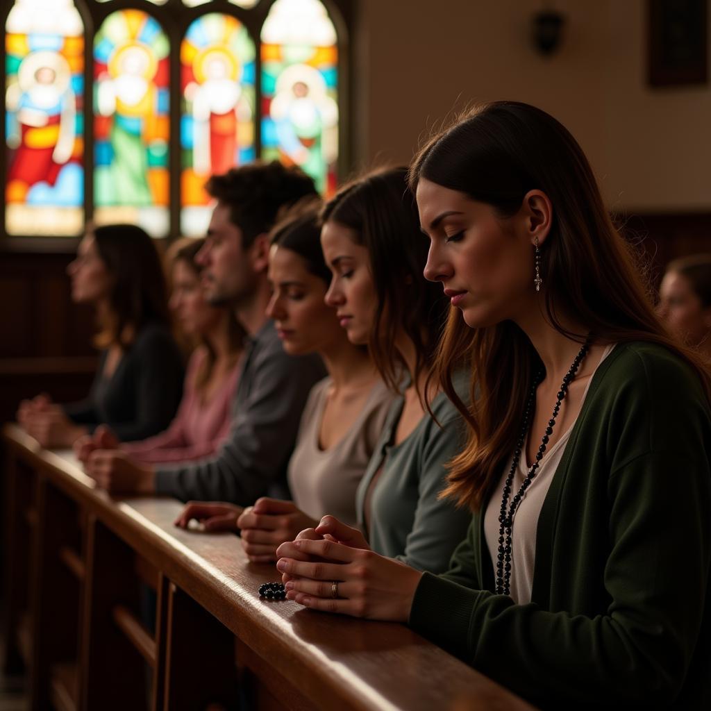 Members of the Altar Rosary Society praying the rosary together