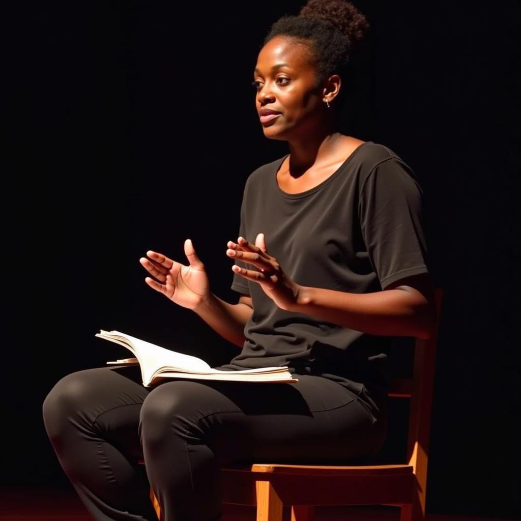 Amanda Gorman reading her poetry during a public event.