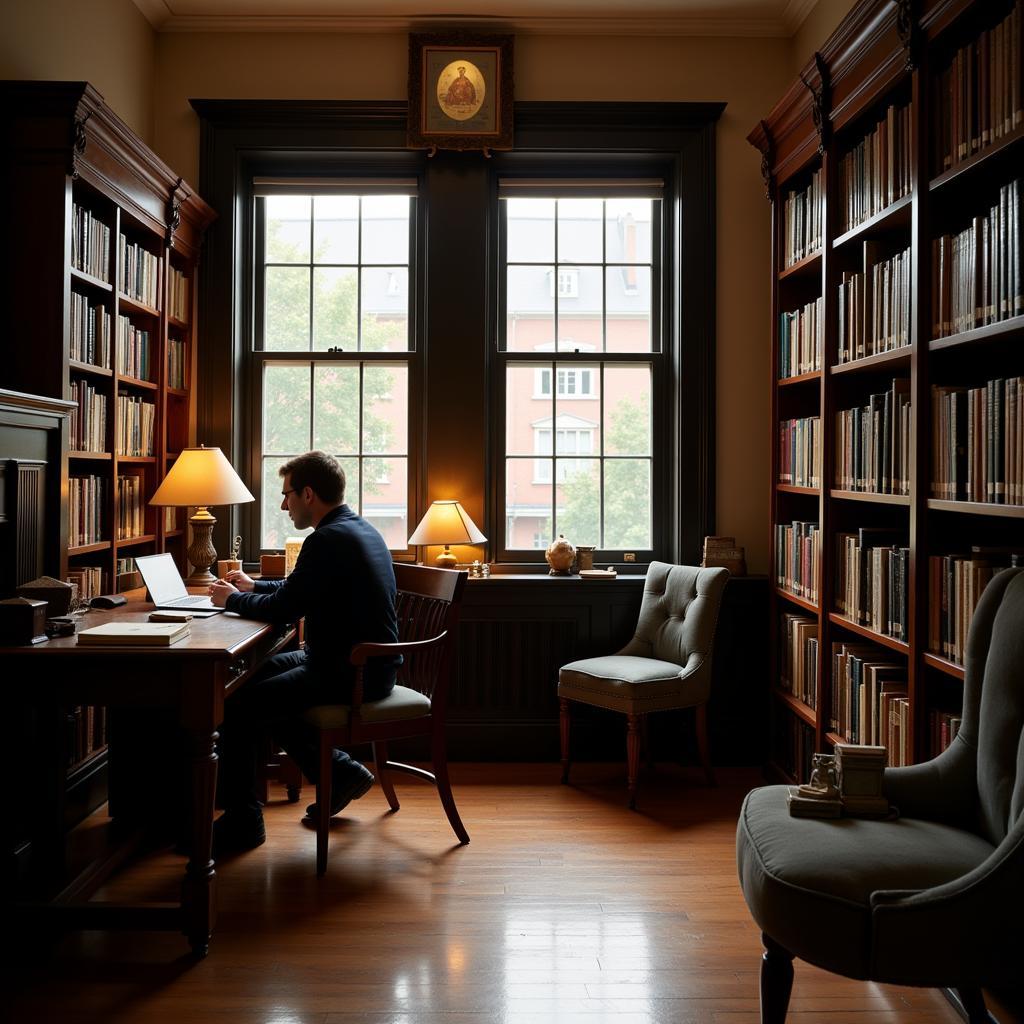 Researcher in the American Antiquarian Society Reading Room