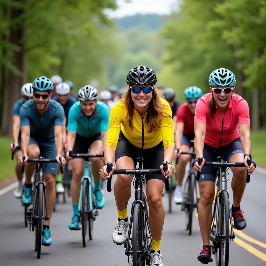 Cyclists participating in the American Cancer Society 100 Mile Challenge