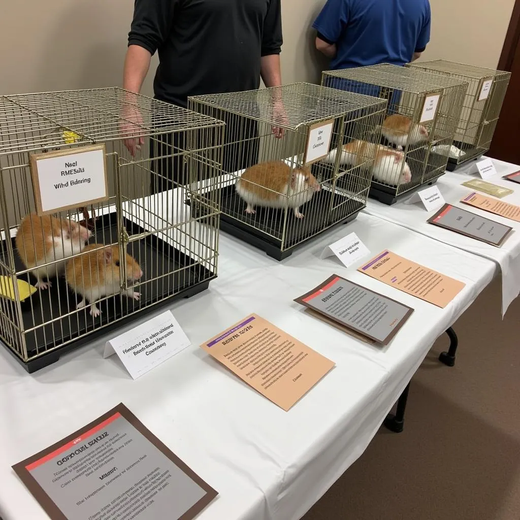 Gerbils available for adoption at an event