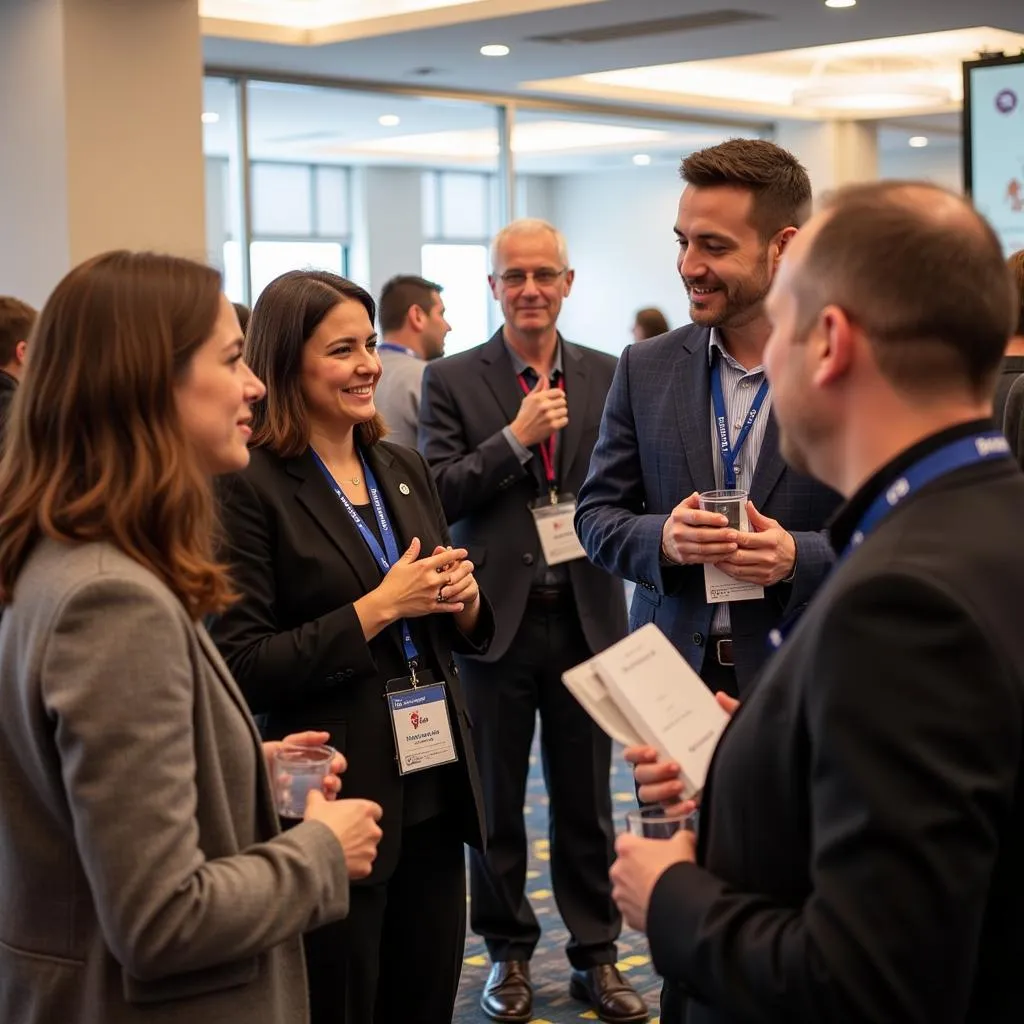 Attendees networking at the American Geriatric Society Conference