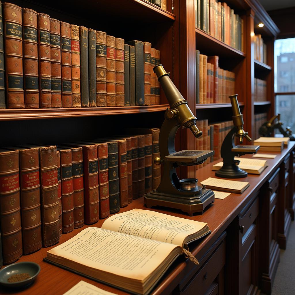 A collection of historical medical texts and artifacts