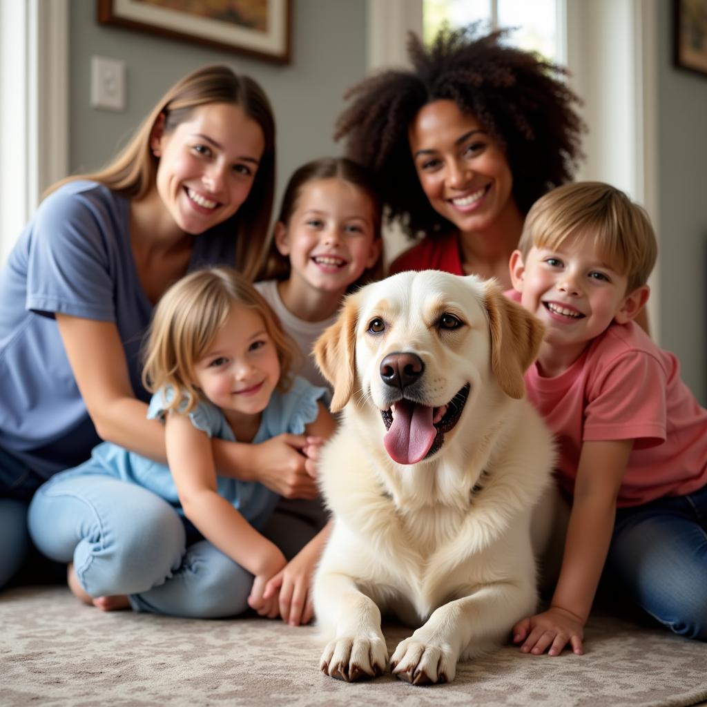 Happy family with their newly adopted dog from the Americus Humane Society