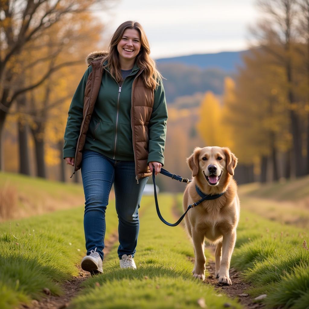 Volunteer Walking Dog at Anchorage Humane Society