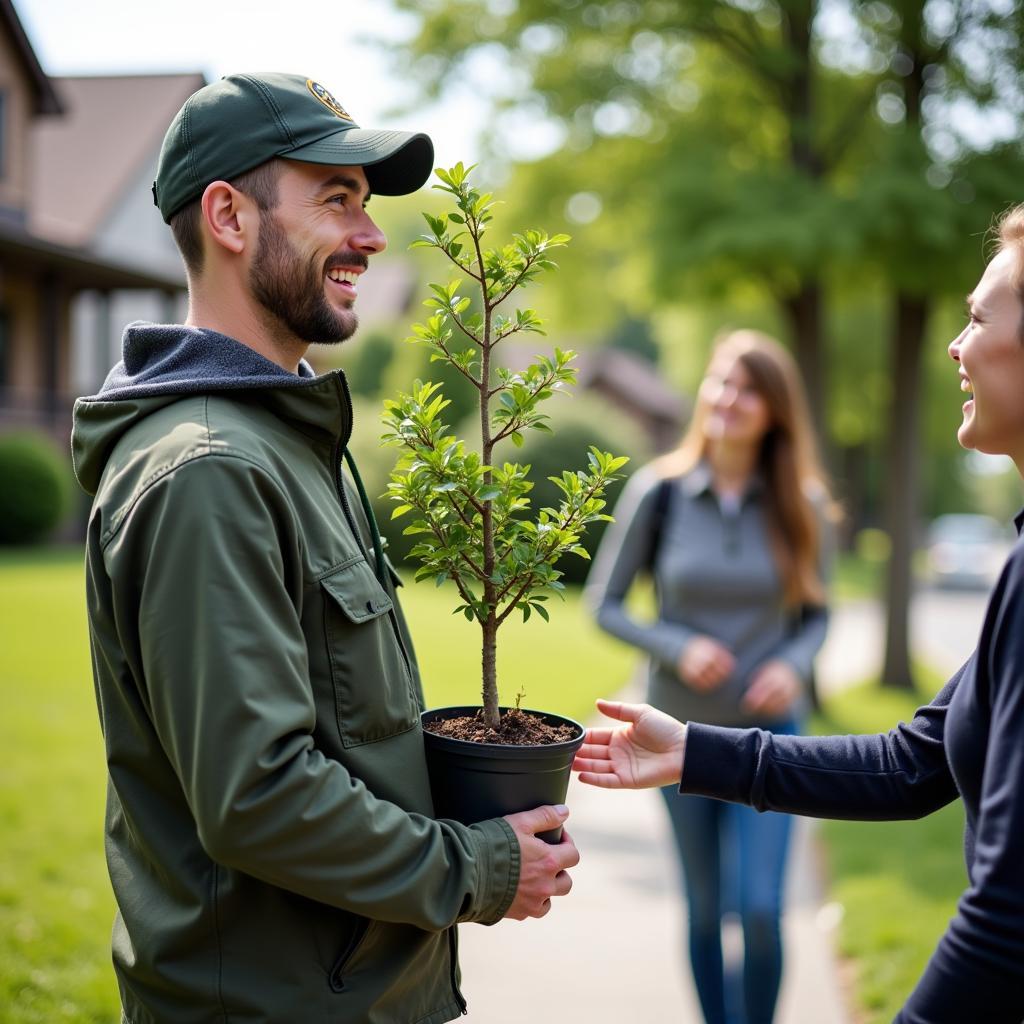 Volunteer Delivering Free Trees