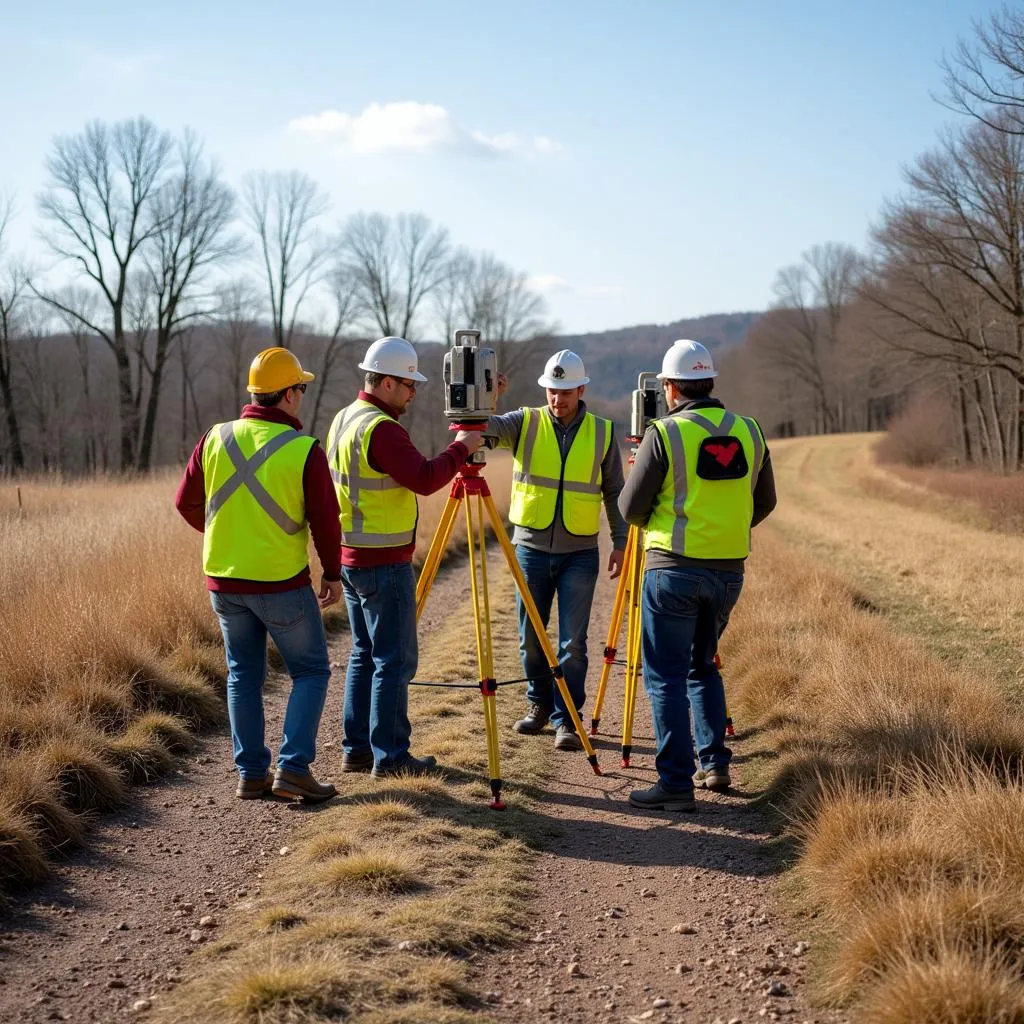 Arkansas Survey Crew Using GPS Equipment for Precise Measurements