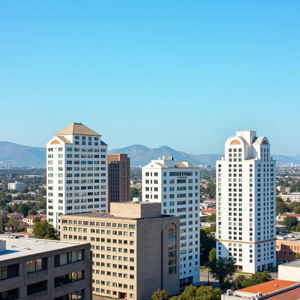 Art Deco Buildings in Los Angeles Cityscape