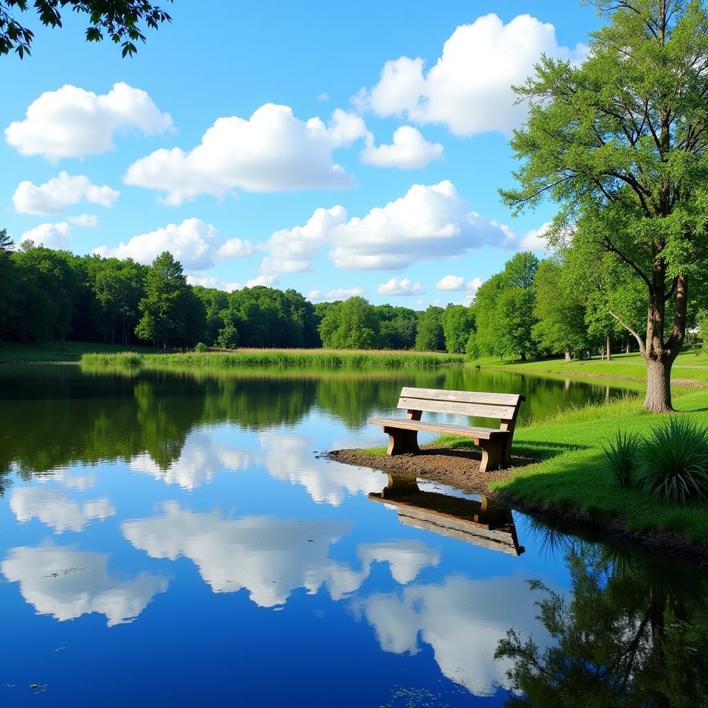 Peaceful pond reflecting the sky at Ashland Nature Center