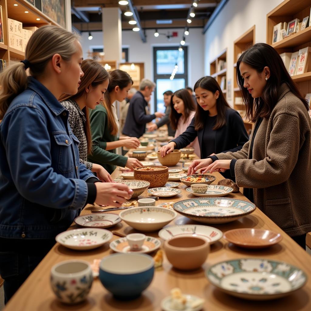 Visitors browsing the Asia Store at Asia Society