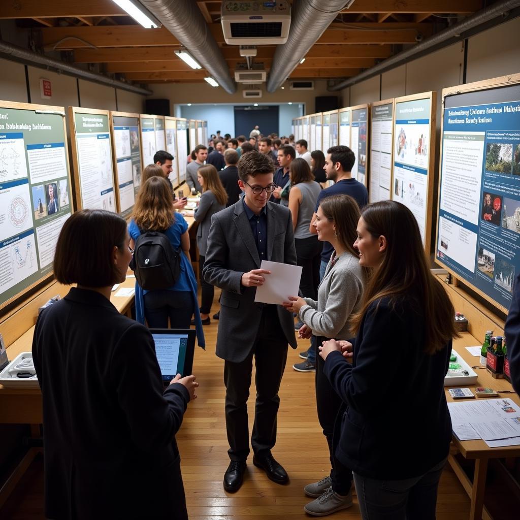 Attendees at the American Society of Microbiology Conference engaging in discussions and networking.