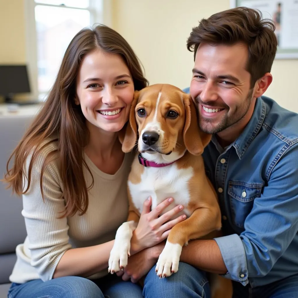 Happy Family with Newly Adopted Dog at the Associated Humane Society