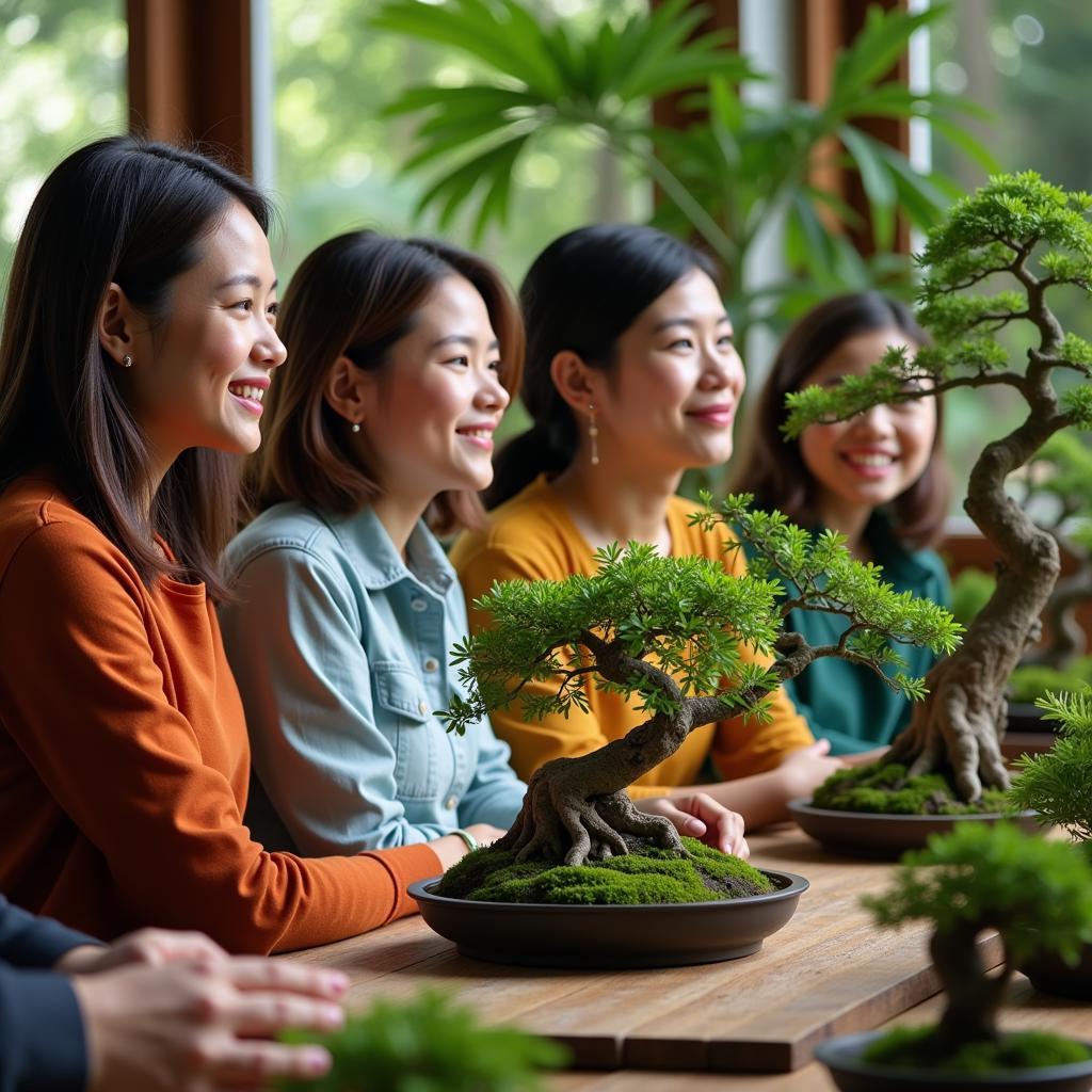 Atlanta Bonsai Society members gathered for a meeting