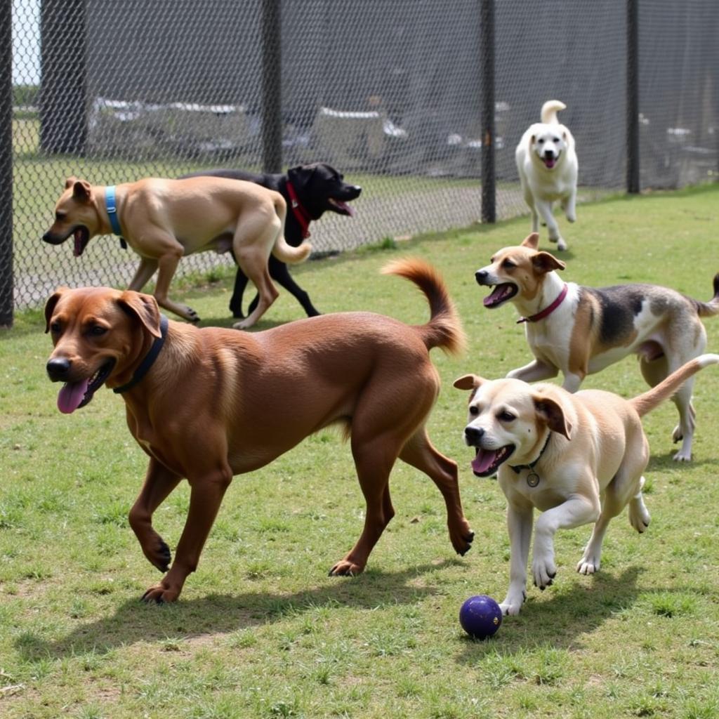 Happy dogs playing at the Atlanta Humane Society Howell Mill location