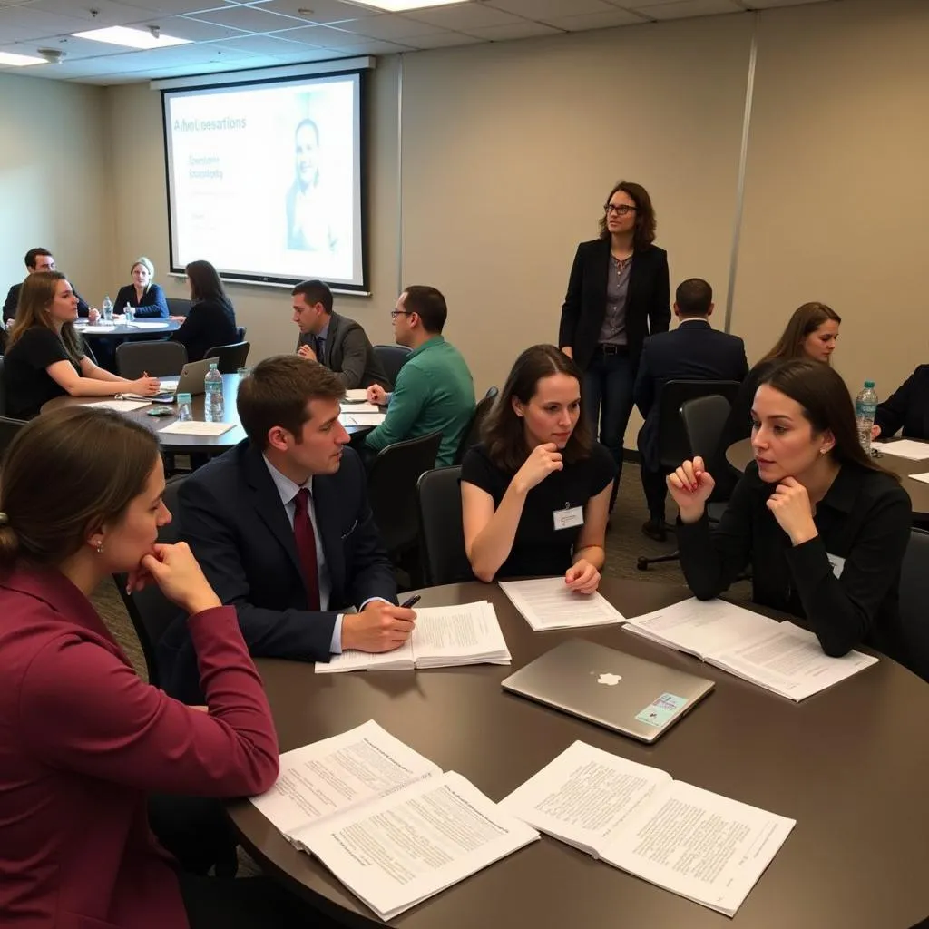 Attendees actively participating in a workshop on conflict resolution strategies