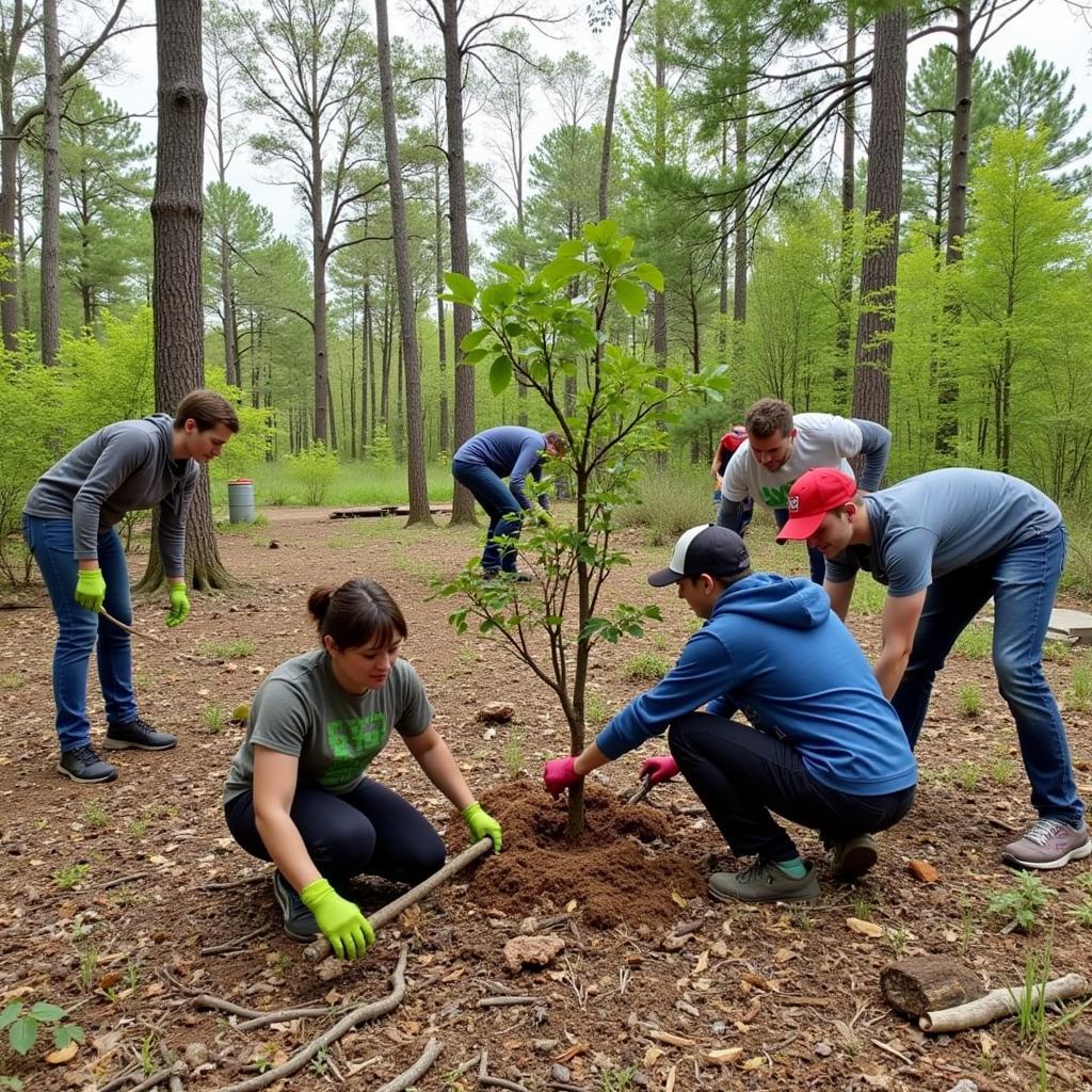 Audubon Society Volunteers Participating in Habitat Restoration