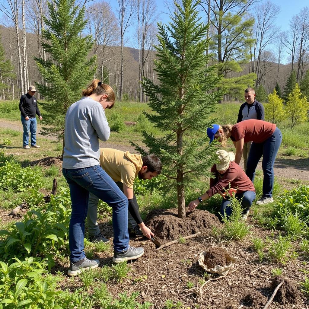 Audubon volunteers participating in habitat restoration