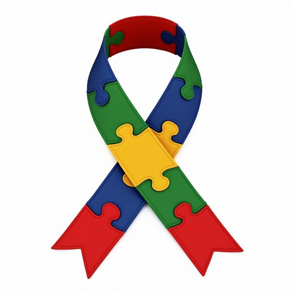 Autism Awareness Ribbon with Puzzle Pieces