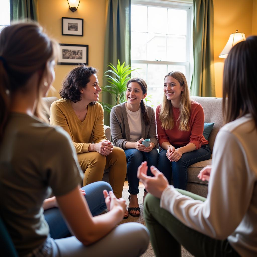 Families connecting at an Autism Society of NC Greensboro support group meeting