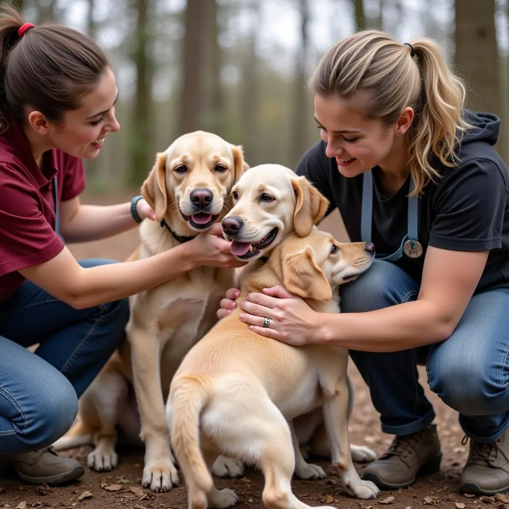 AWSEM Volunteers Caring for Dogs