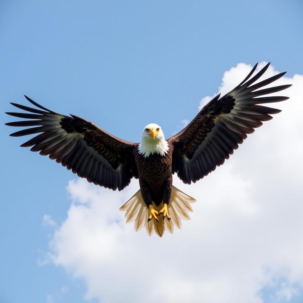 Bald Eagle soaring through the sky