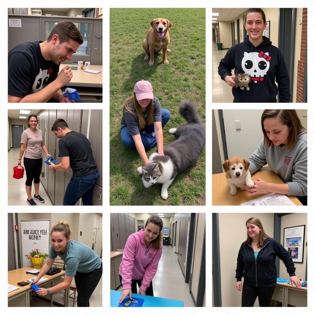 Volunteers at Baldwin Humane Society caring for animals