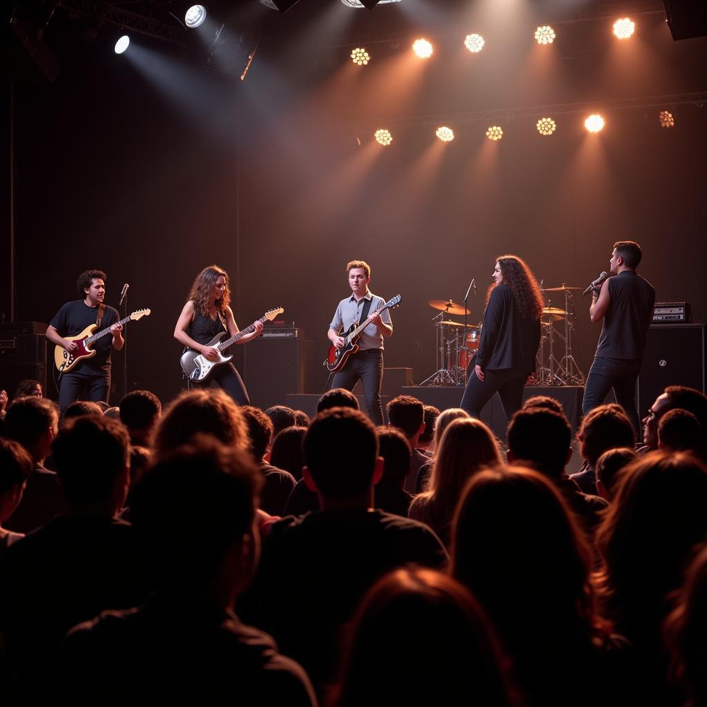 A band performing with passion and energy, connecting with their audience