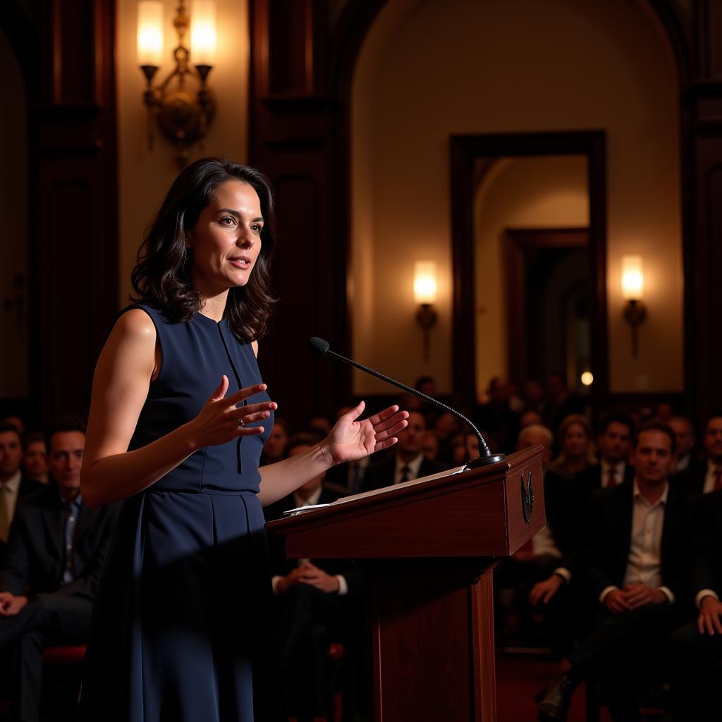 Bari Weiss speaking at the Federalist Society