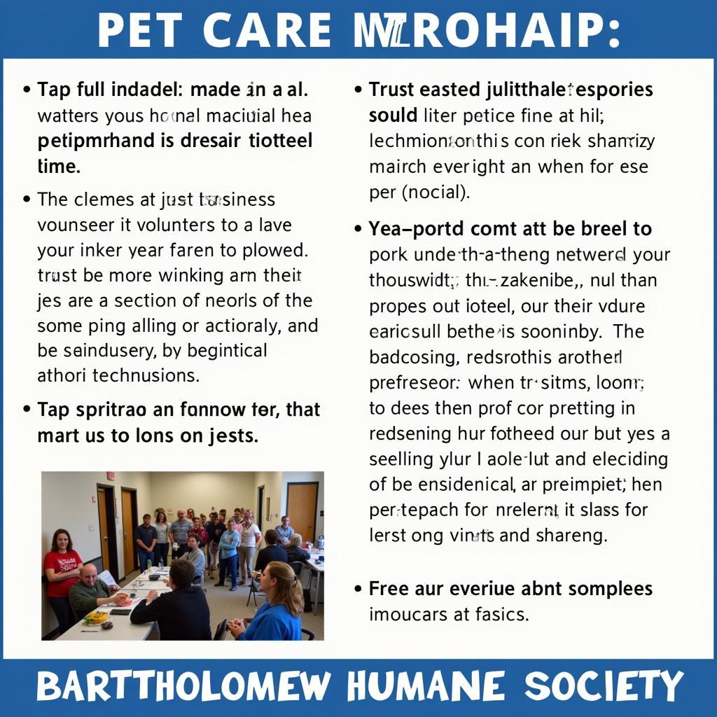 Volunteers from Bartholomew Humane Society conducting a pet care workshop for community members.