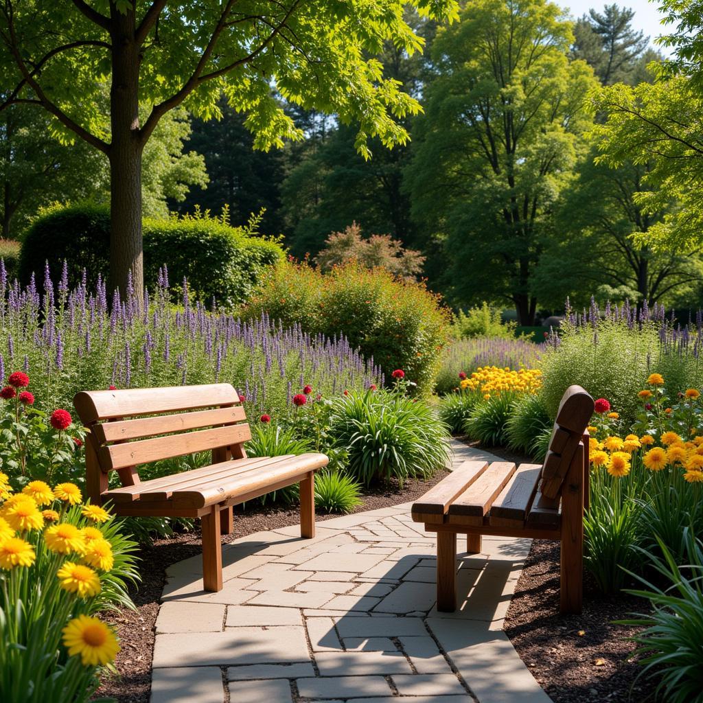 Benches in a Beatrix Farrand Garden