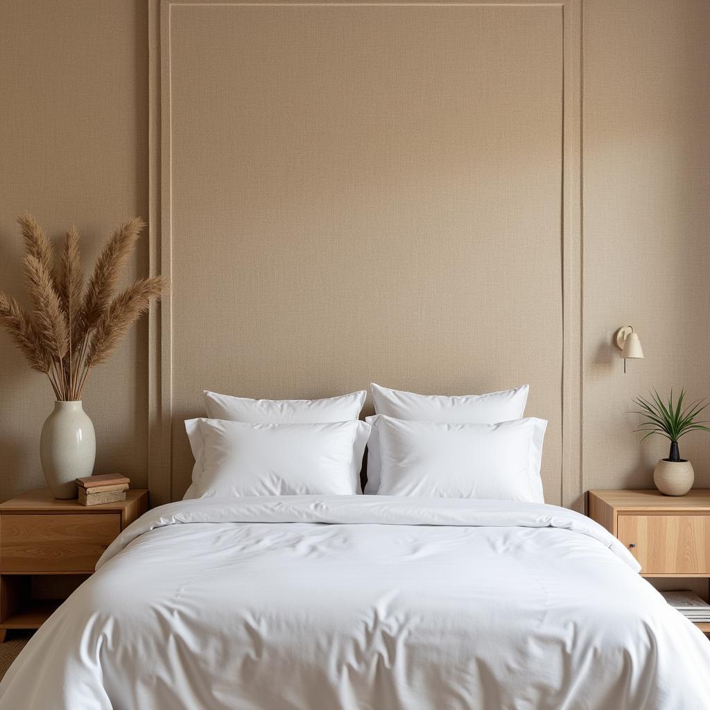 Calming Bedroom with Grasscloth Accent Wall