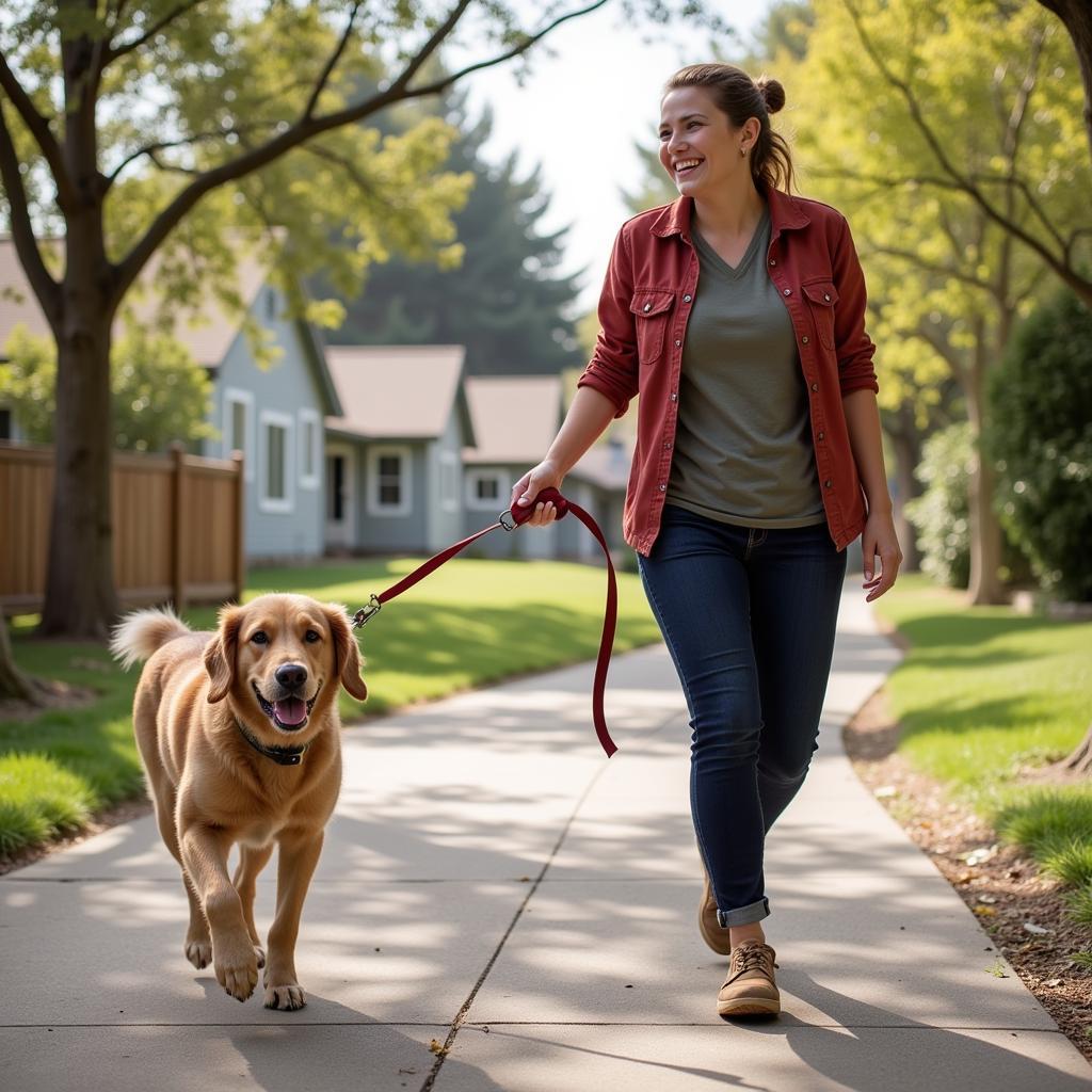 Volunteer Walking Dog at Berkeley East Bay Humane Society